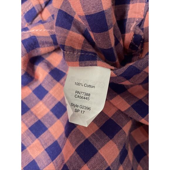 J. Crew Women’s Sz Medium Boyfriend Fit 1/2 Button-up Top - Pink Plaid/Long SLV - Picture 5 of 5
